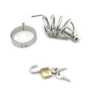 Male Chastity Device - Cage With Penis Plug - Stainless Stee