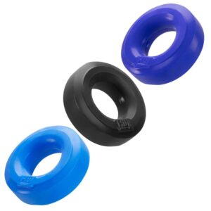 Hünkyjunk Cock Ring 3-Pack - Black Tar + Cobalt + Aqua