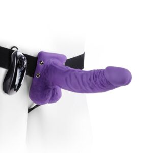 Pipedream Fetish Fantasy Series - 7' Vibrating Hollow Strap-On with Balls Purple