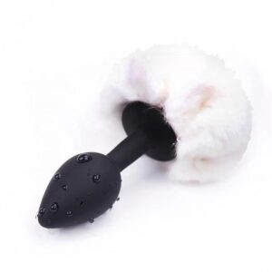 Plug anale AFTERDARK con pompon bianco taglia S