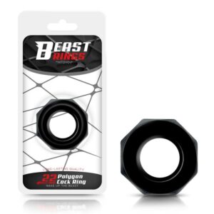 BEAST RINGS Anello per il pene super flessibile poligonale 2,2 cm Nero