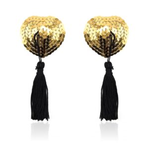 Copricapezzolo a forma di cuore con paillettes dorate LATETOBED BDSM LINE