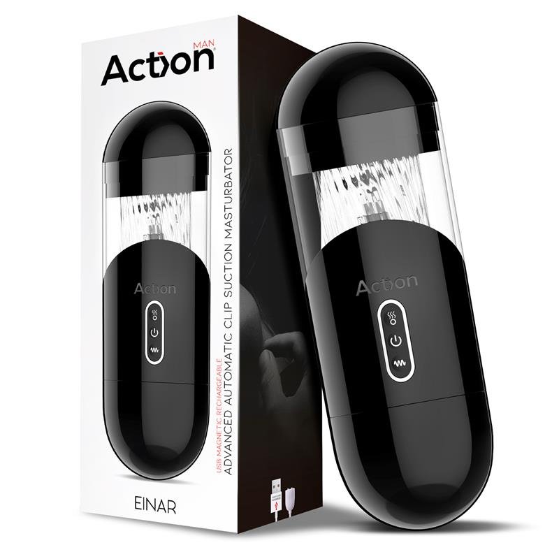 ACTION Einar Masturbatore maschile automatico avanzato con effetto di aspirazione e vibrazione magnetico USB