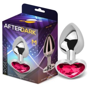 AFTERDARK Plug anale a forma di cuore rosa corallo taglia M
