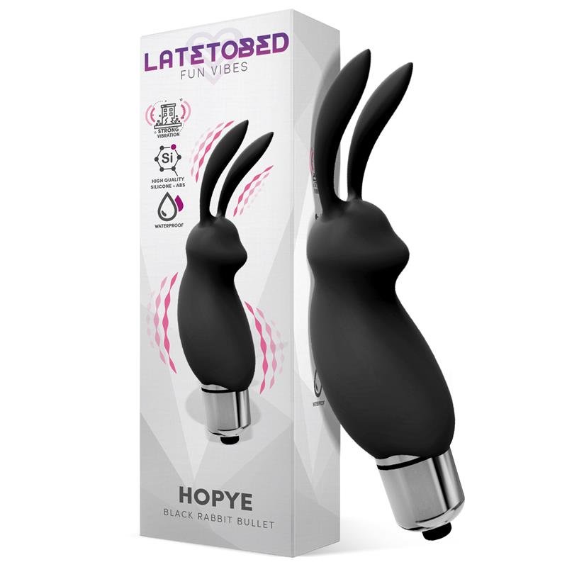LATETOBED Hopye Rabbit Proiettile Vibrante in Silicone Nero