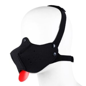 Maschera facciale per cuccioli in neoprene A-GUSTO regolabile e smontabile, nera