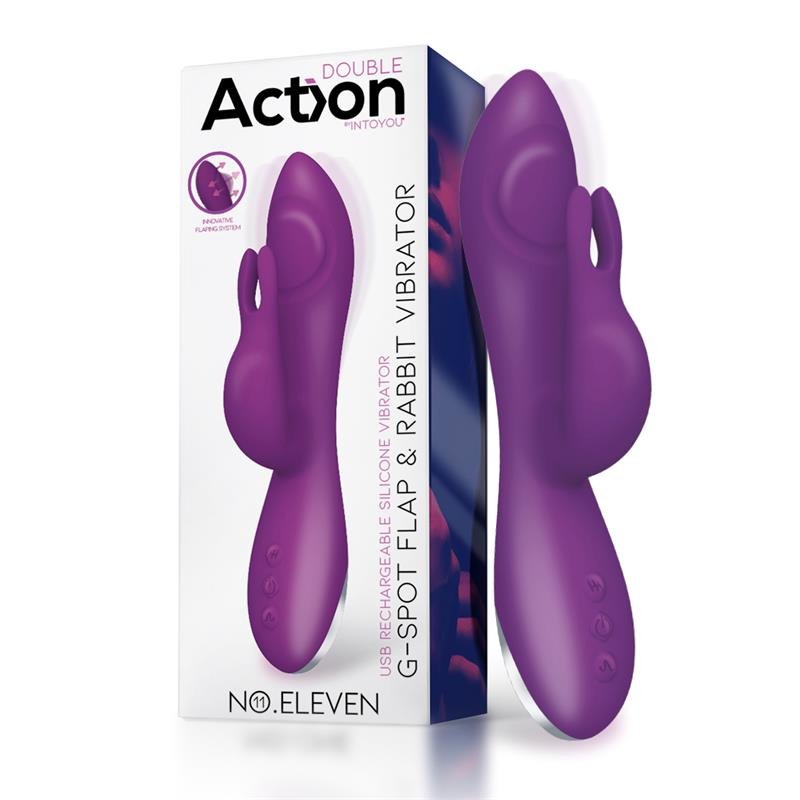 Vibratore ACTION No. Eleven con funzione coniglietto, punto G e pulsazione, magnetico USB in silicone