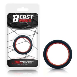 BEAST RINGS Anello per pene 100% silicone solido 3,6 cm rosso e nero