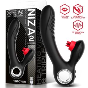 Vibratore INTOYOU Niza con riscaldamento e tripla lingua per il clitoride