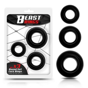 BEAST RINGS Set di 3 anelli per il pene flessibili neri
